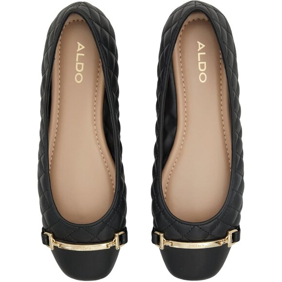 Aldo Womens Black Synthetic Closed Square Toe Low Beige Leanne Ballet Flat - Picture 6 of 8